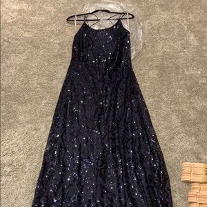 Navy Sequin Gown